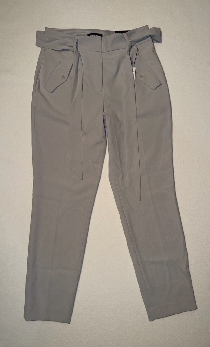 Express women’s New grey ankle high rise with tie waist trousers